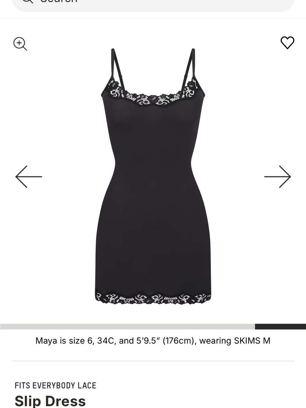 SKIMS Black Lace-Trim Slip Dress